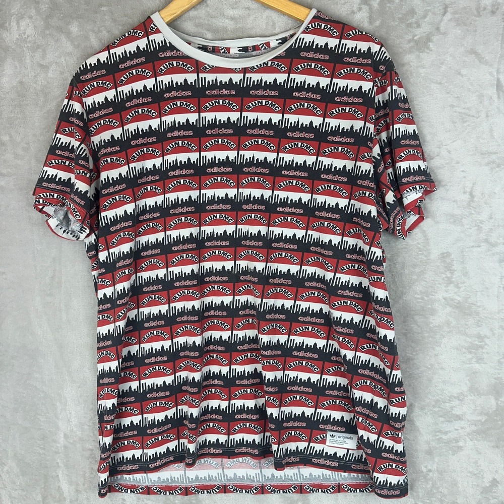 Adidas Originals Run DMC All Over Print T-Shirt Mens Large Red Black M64445 NYC